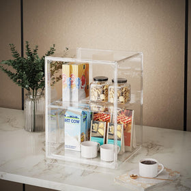 Starogegc clear bathroom organizer showcases items while reducing counter clutter.
