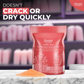 Starpil coral hard wax beads spread evenly for comfortable application.