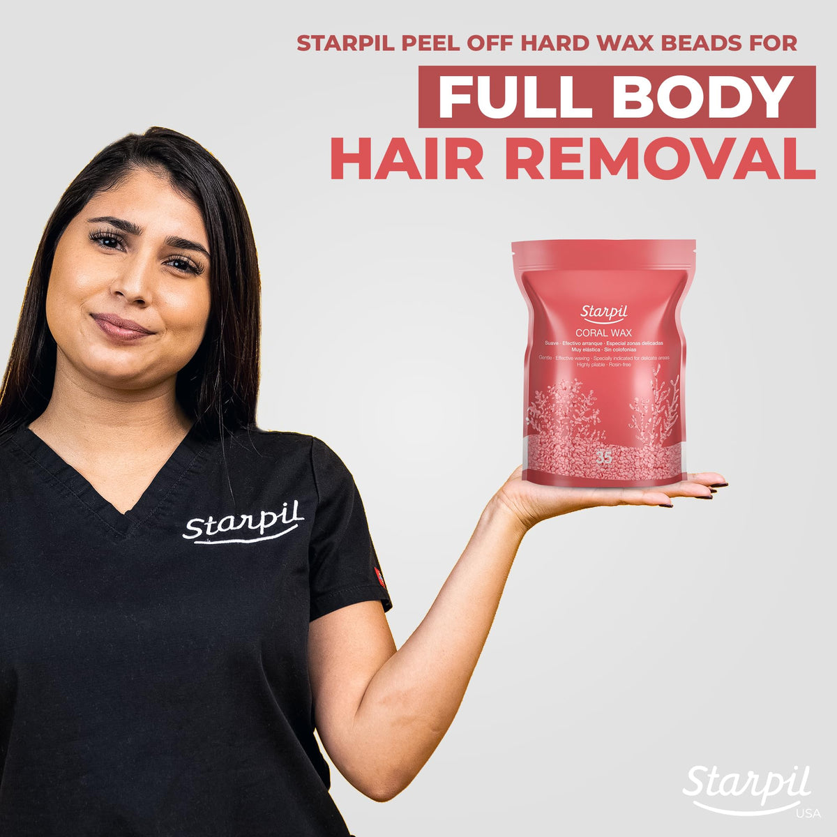 Starpil coral hard wax beads for back and chest waxing with stripless ease.