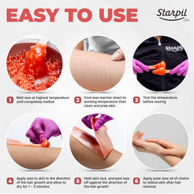 Starpil coral hard wax beads close-up texture for gentle melt on skin.