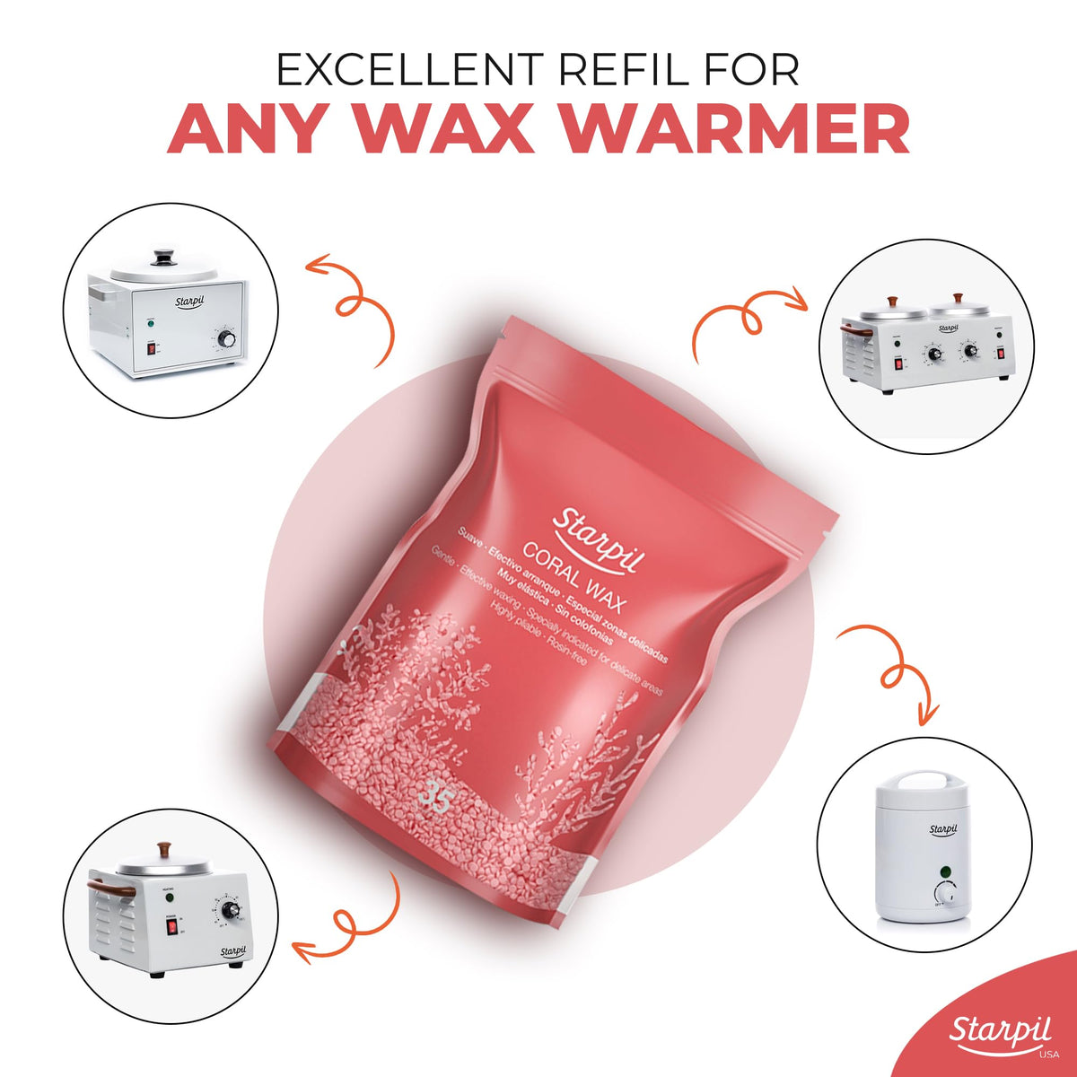 Starpil coral wax beads for legs and body easy removal.