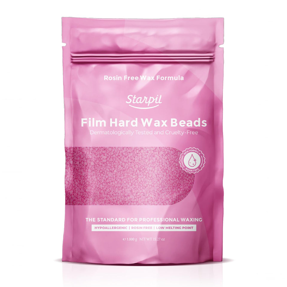 Starpil pink hypoallergenic hard wax beads in a 1000g bag for gentle stripless hair removal