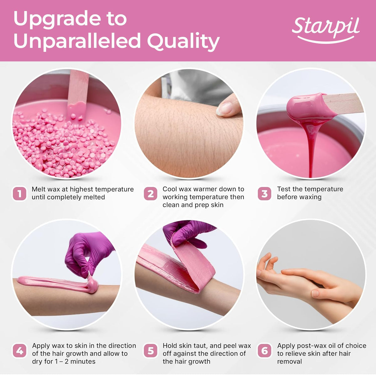 Starpil stripless wax beads in a polished setup, promoting tidy waxing sessions