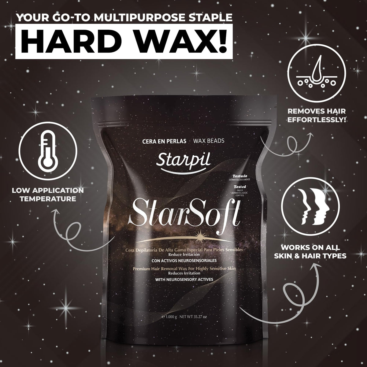 Wax beads with Tamanu Oil and Vitamin E for skin care