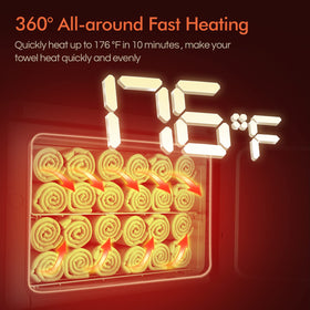 StateRiver towel warmer cabinet maintains 175°F heat for consistently warm towels.