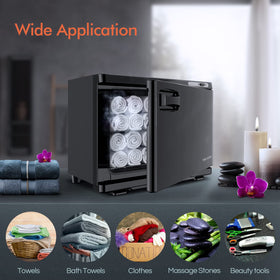 StateRiver towel warmer cabinet interior uses rust-resistant oxidized aluminum.