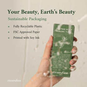 SteamBase Tea Tree Scalp Healing Tonic massaged into scalp for hydration.