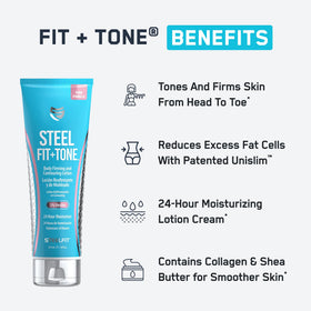 SteelFit Bubbly Bliss cream applied to skin for moisture and contouring.