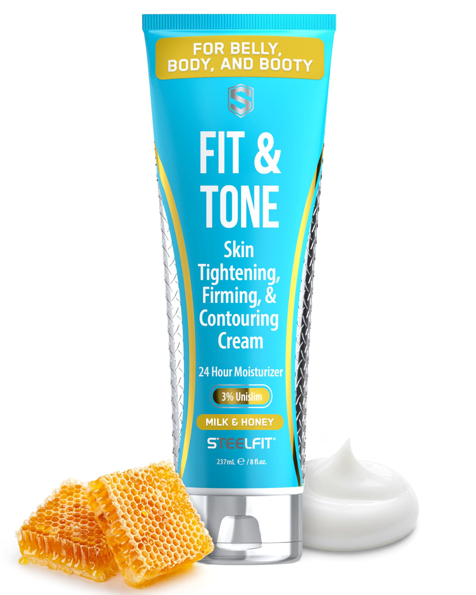 SteelFit Firming Body Lotion pack shot shows nourishing formula for smoother skin