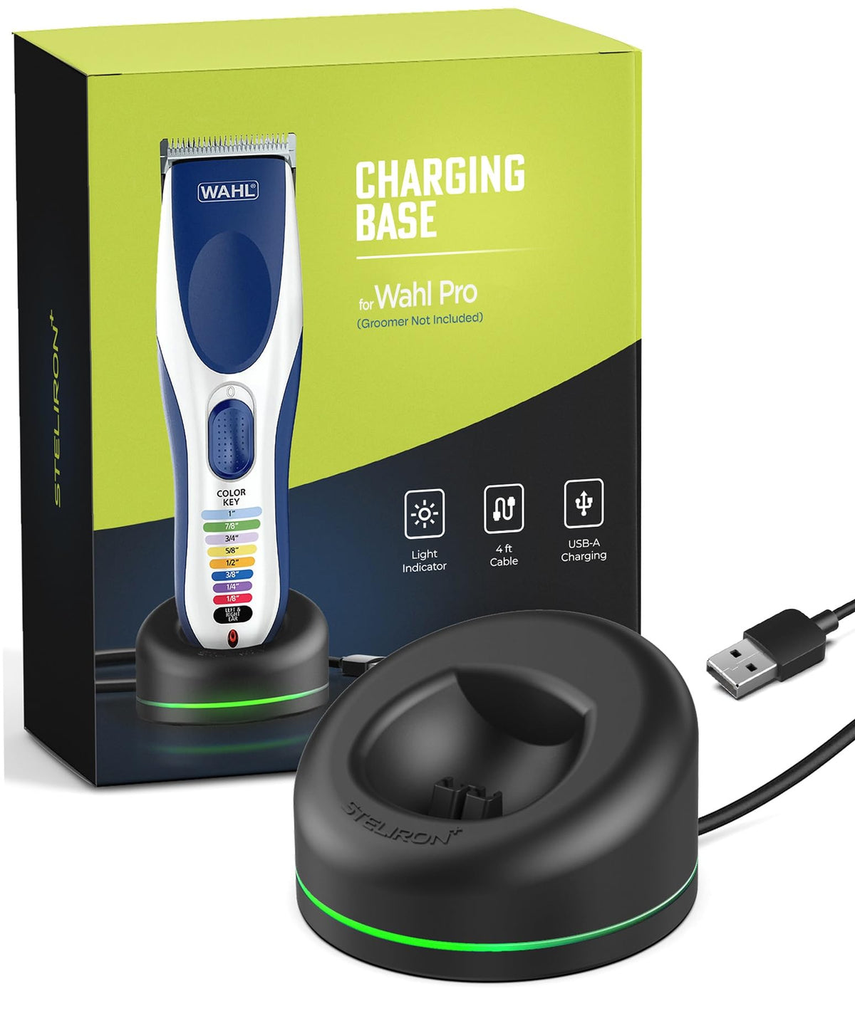 Steliron Wahl 9649P charging dock front view keeps the clipper upright and ready
