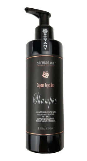 STEMBOTANY Copper Peptide Shampoo bottle for scalp vitality and fuller-looking hair.