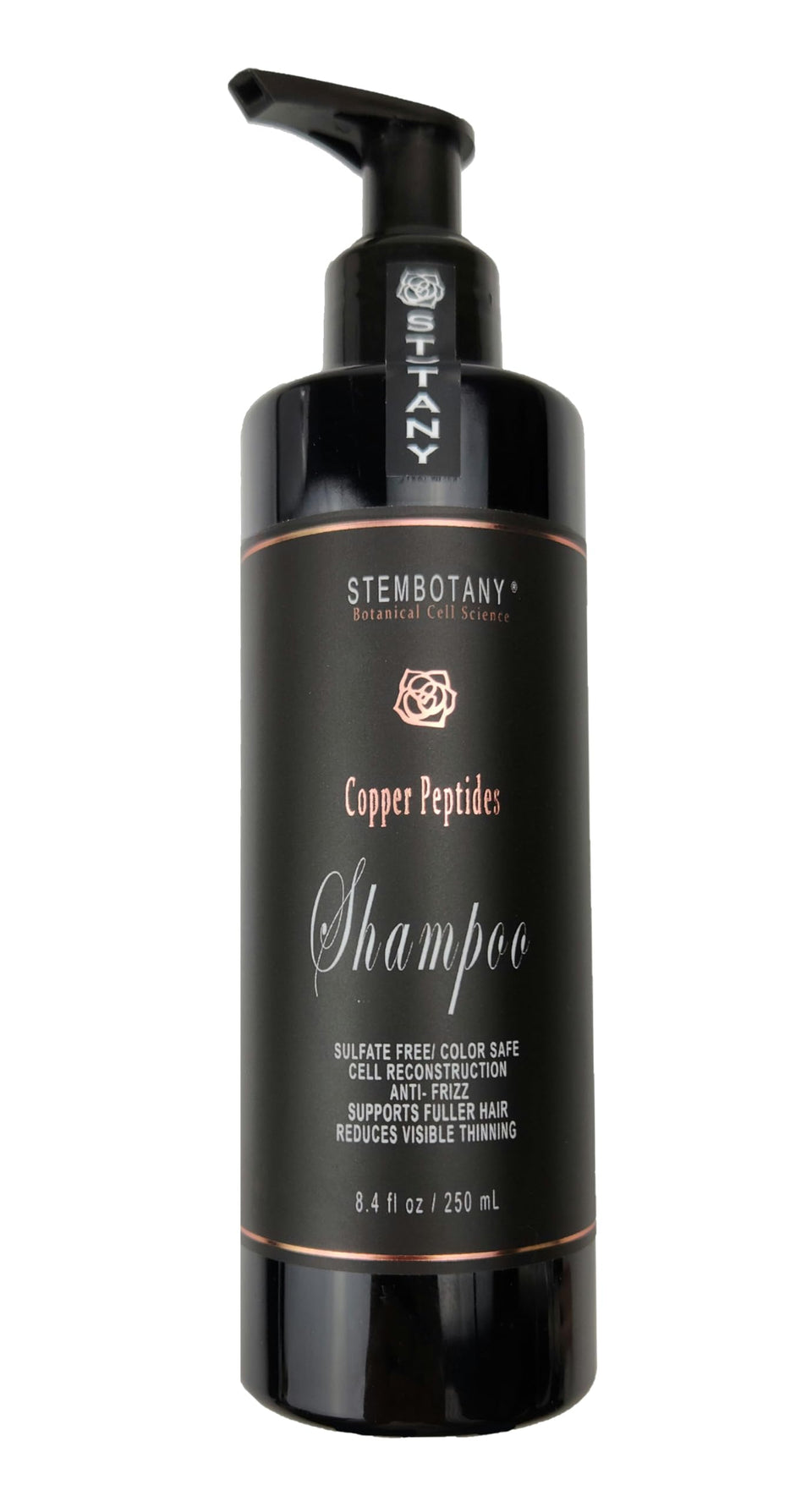 STEMBOTANY Copper Peptide Shampoo bottle for scalp vitality and fuller-looking hair.