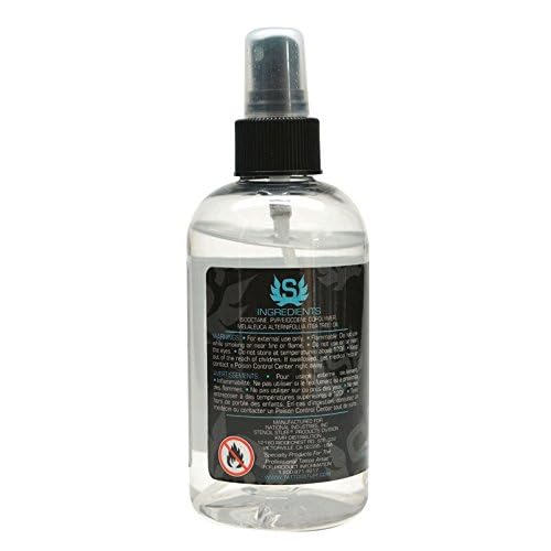 Stencil Stuff 8-ounce bottle ready for multiple tattoos and easy re-use.