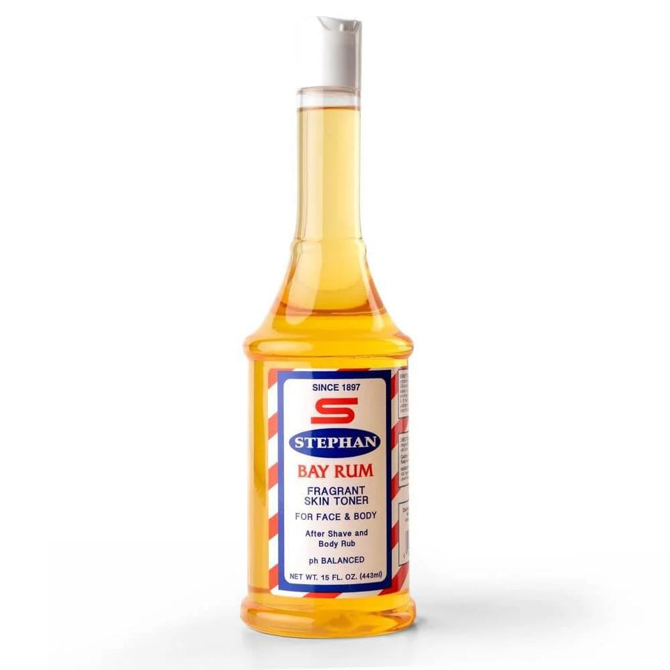 Stephan's Bay Rum After Shave bottle showing classic fragrance for post-shave refreshment