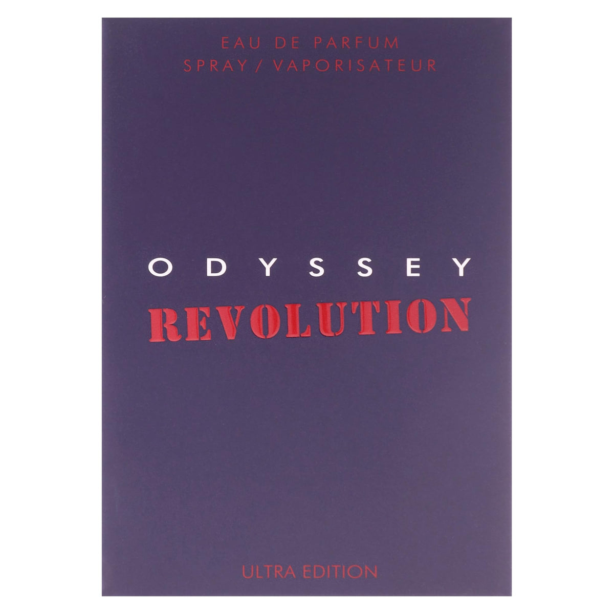 Sterling Parfums Odyssey Ultra Edition box back with product notes and transparency.