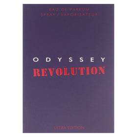 Sterling Parfums Odyssey Ultra Edition box back with product notes and transparency.