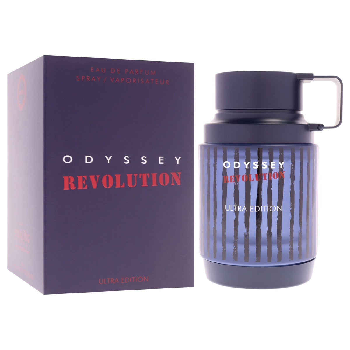 Sterling Parfums Odyssey Ultra Edition cap detail with premium finish.