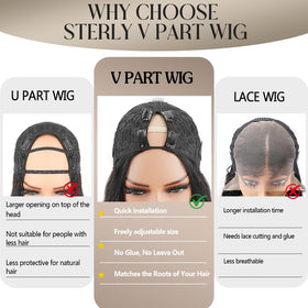 Sterly Burmese V-Part wig close-up curls highlighting defined texture and density