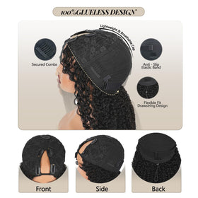 Sterly Burmese curly wig side view for everyday wear and secure fit
