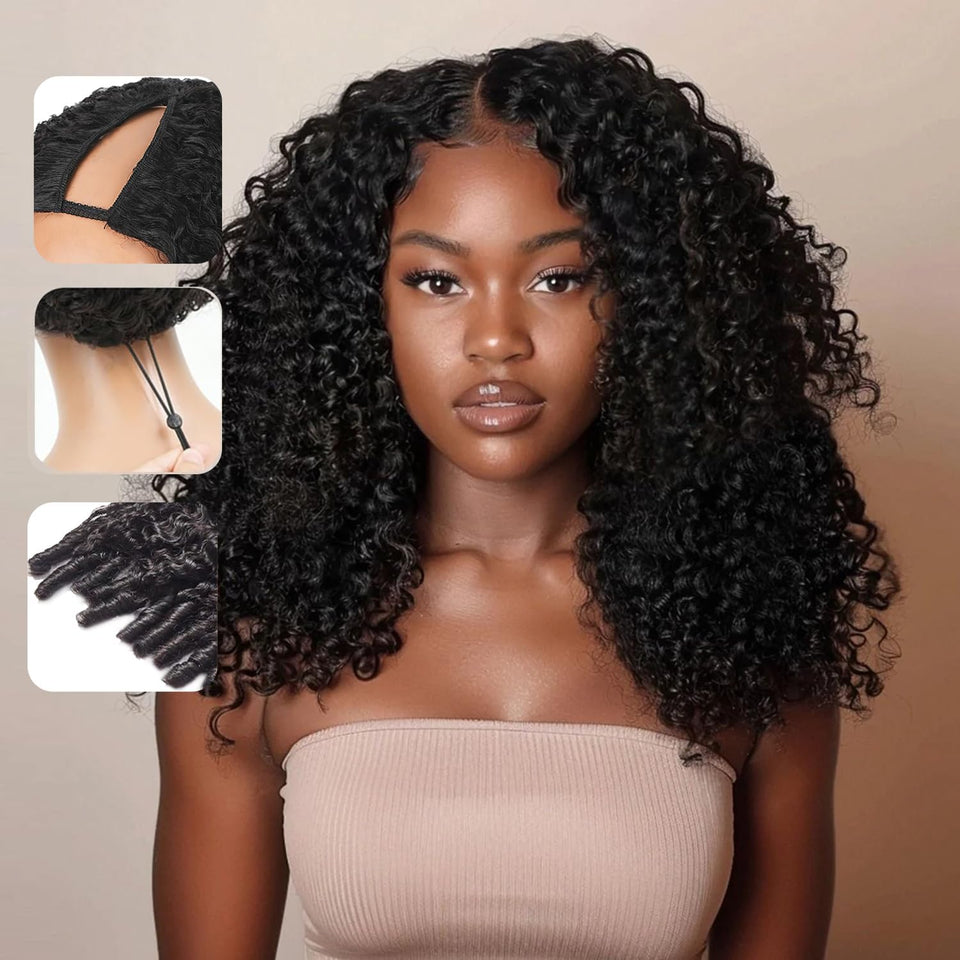Sterly V Part Wig glueless cap close-up showing seamless part for everyday wear