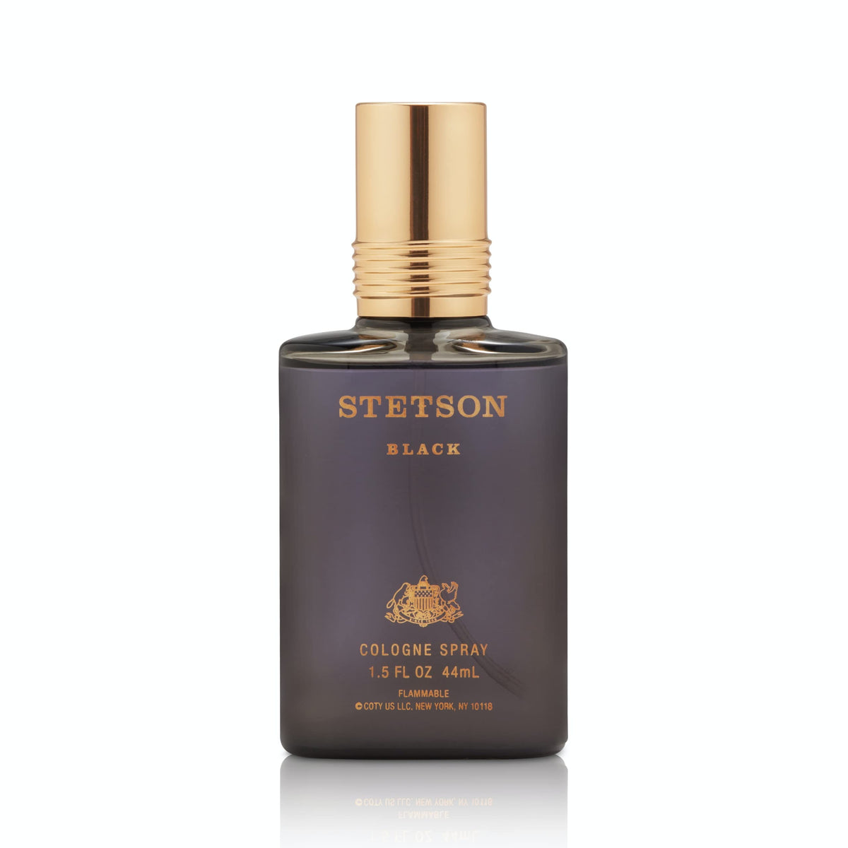 Stetson Black bottle front view showcasing travel-friendly design