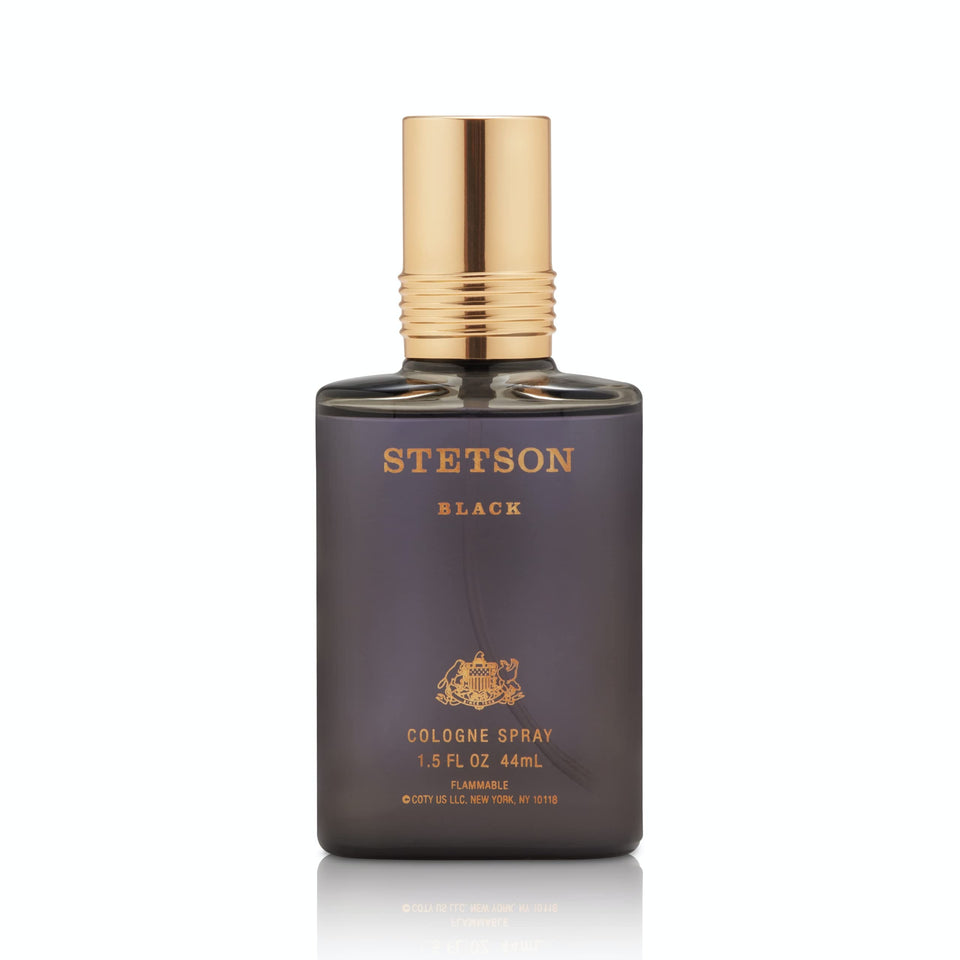 Stetson Black bottle front view showcasing travel-friendly design