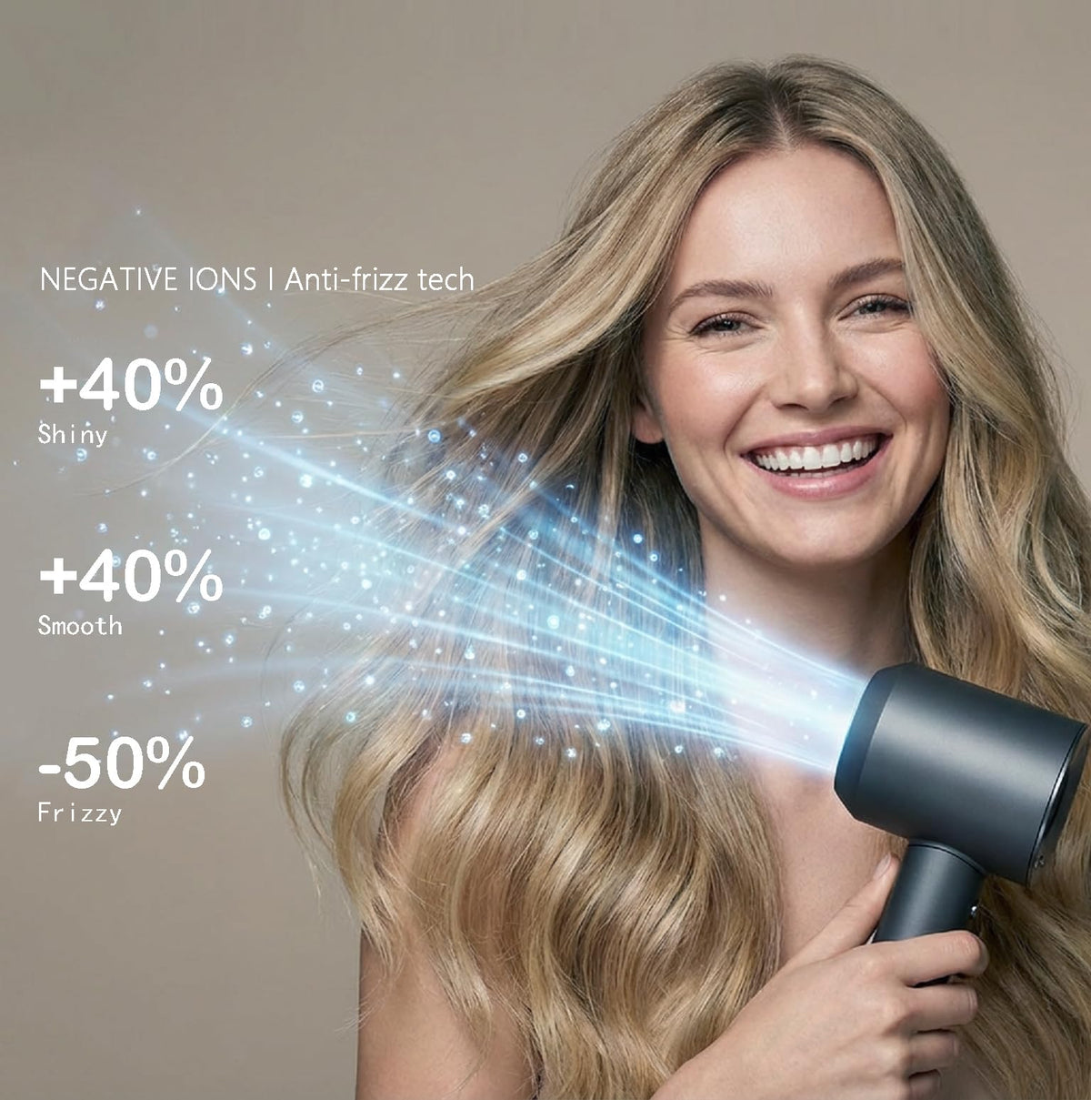 STFF ion hair dryer at 453g offers balanced grip for long styling sessions.