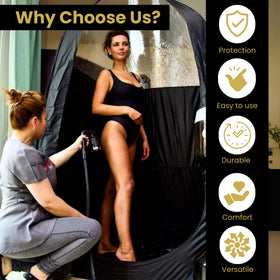 STICKONFEET mobile salon tanning setup for on-site appointments.