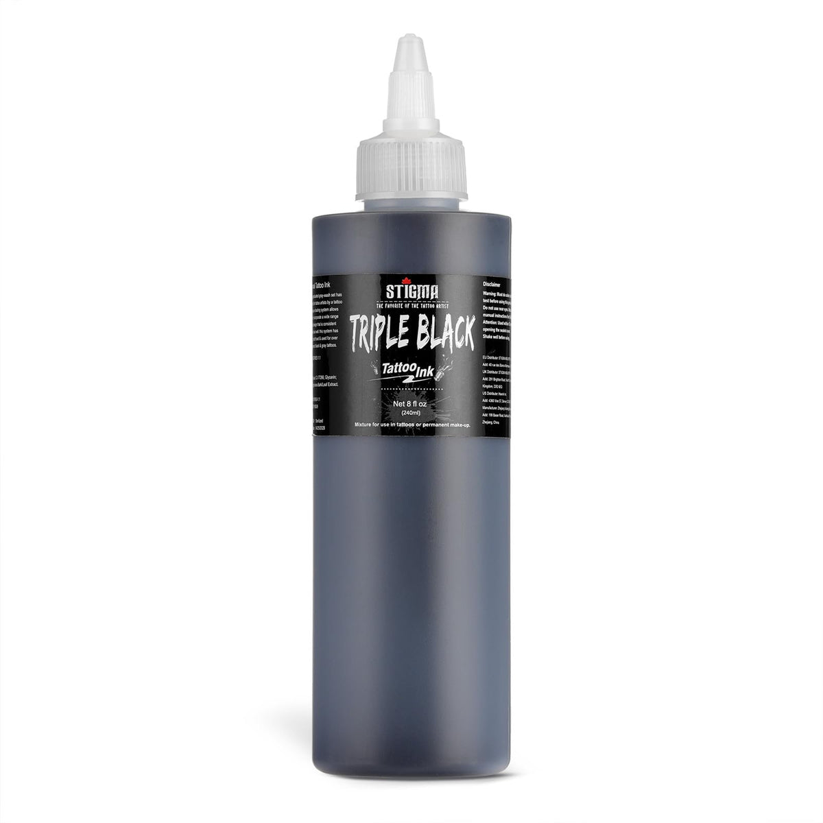 STIGMA Triple Black Tattoo Ink bottle for bold black lining and shading.
