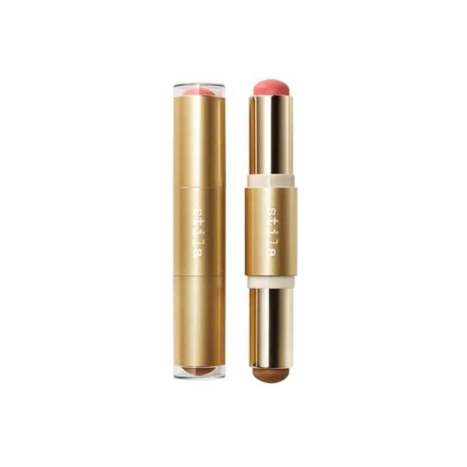 Stila Hydro-Blur Duo Grapefruit swatch on cheek for dewy blush