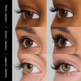 Stila Made-U-Lash tubing mascara full-lashes effect from before to after.