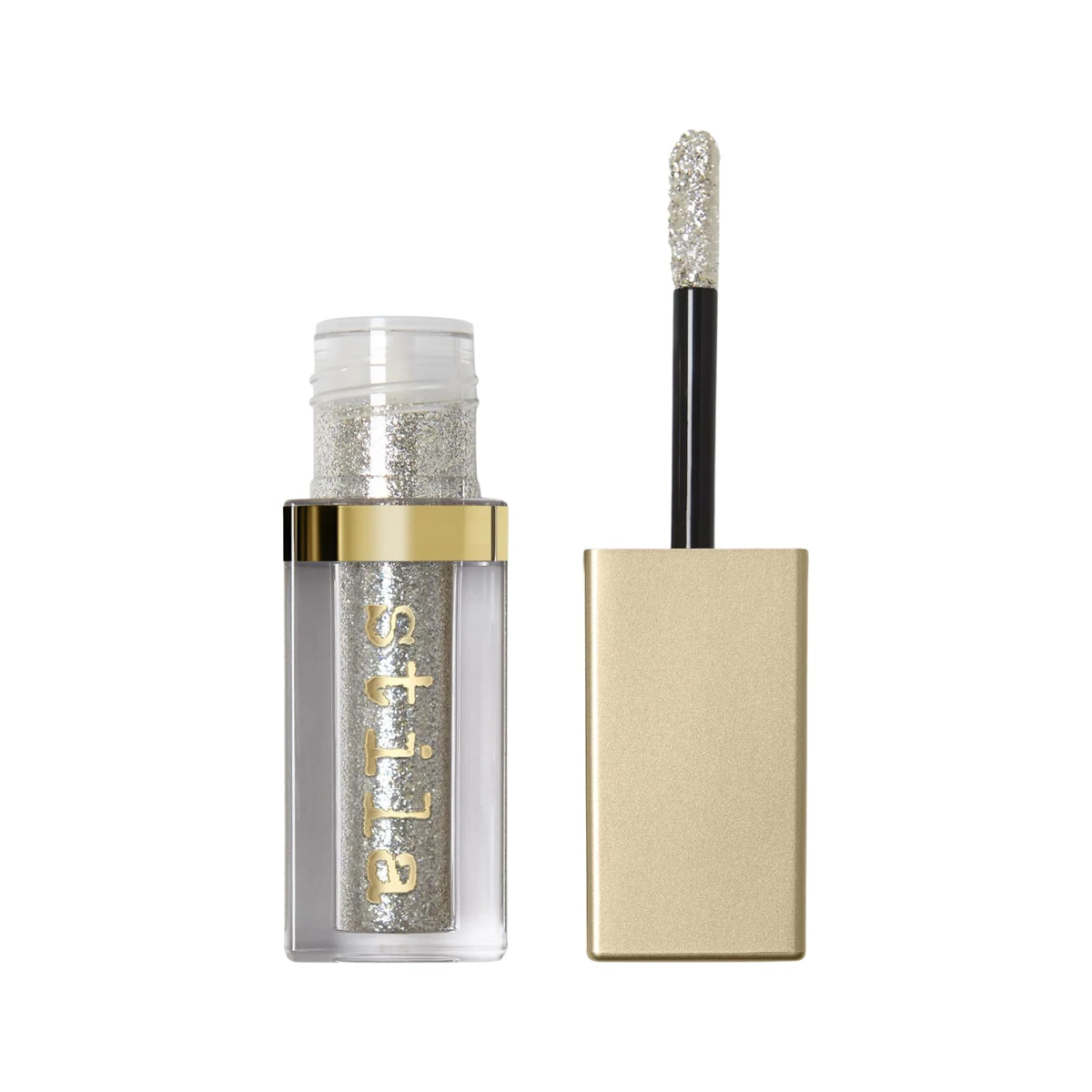 Stila Magnificent Metals Glitter and Glow liquid eye shadow, precise-application tip delivering long-lasting sparkle