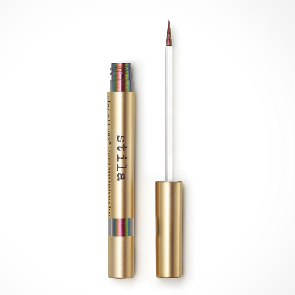 Close-up of stila Stay All Day Chroma-Flash liner showing chrome finish and color shift.