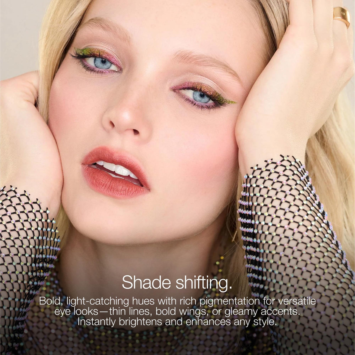 Stila Stay All Day Chroma-Flash pearls catching light from multiple angles.