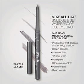 Stila Stay All Day gel liner swatches showing rich color payoff