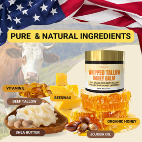 STIRLING whipped tallow balm honey cream texture swirls, ideal for daily skin nourishment.