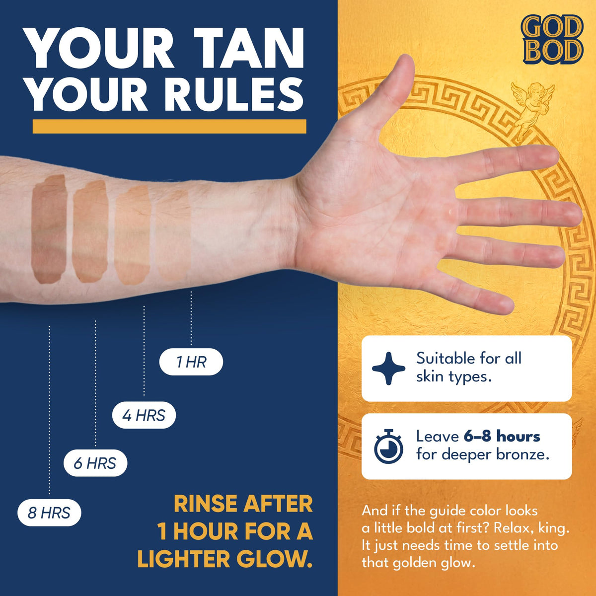 God Bod foam texture on skin delivering streak-free bronze with fast absorption.