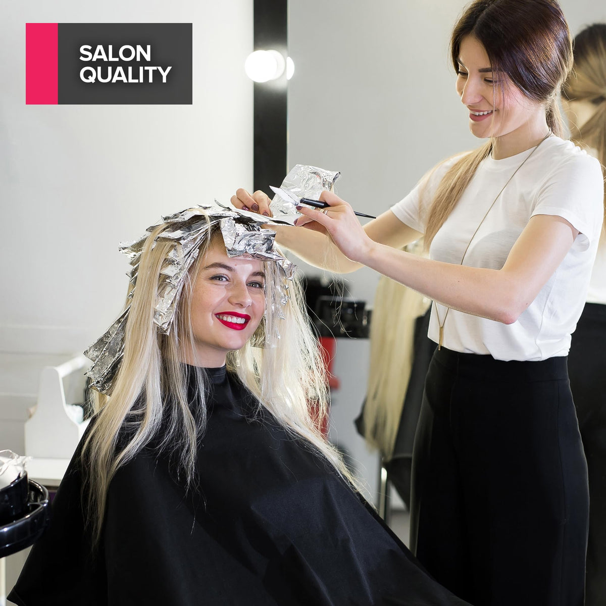 Stock Your Home salon-use foil box stays at arm's reach for fast color sessions.