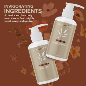 Stock Your Home hotel shelf display with three full-size bottles ready for stays.