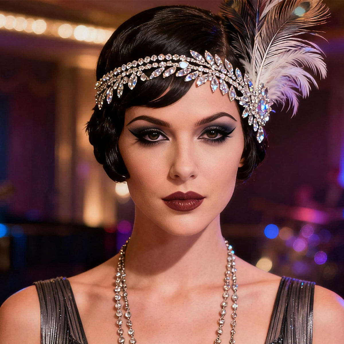 STONEFANS handcrafted rhinestone headpiece adds secure sparkle for dancing and celebrations.