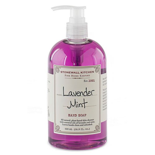 Stonewall Kitchen Lavender Mint Hand Soap bottle for refreshing hand cleansing.
