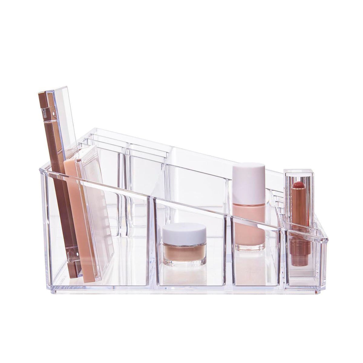 STORi Audrey clear vanity organizer on dresser supports daily routines