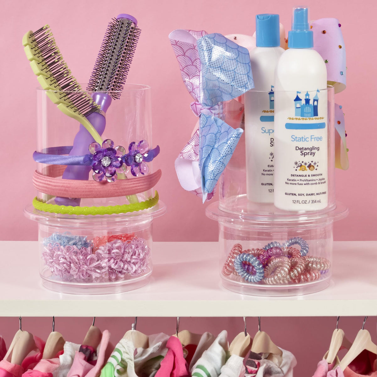 STORi Bella tray lid shields contents while stacking on storage containers.
