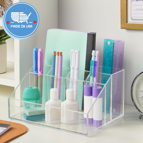 STORi Chloe clear desk organizer holds pens and markers for quick project setup