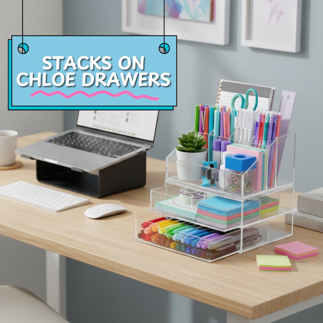 STORi Chloe stackable system enhances a tidy, coordinated workspace