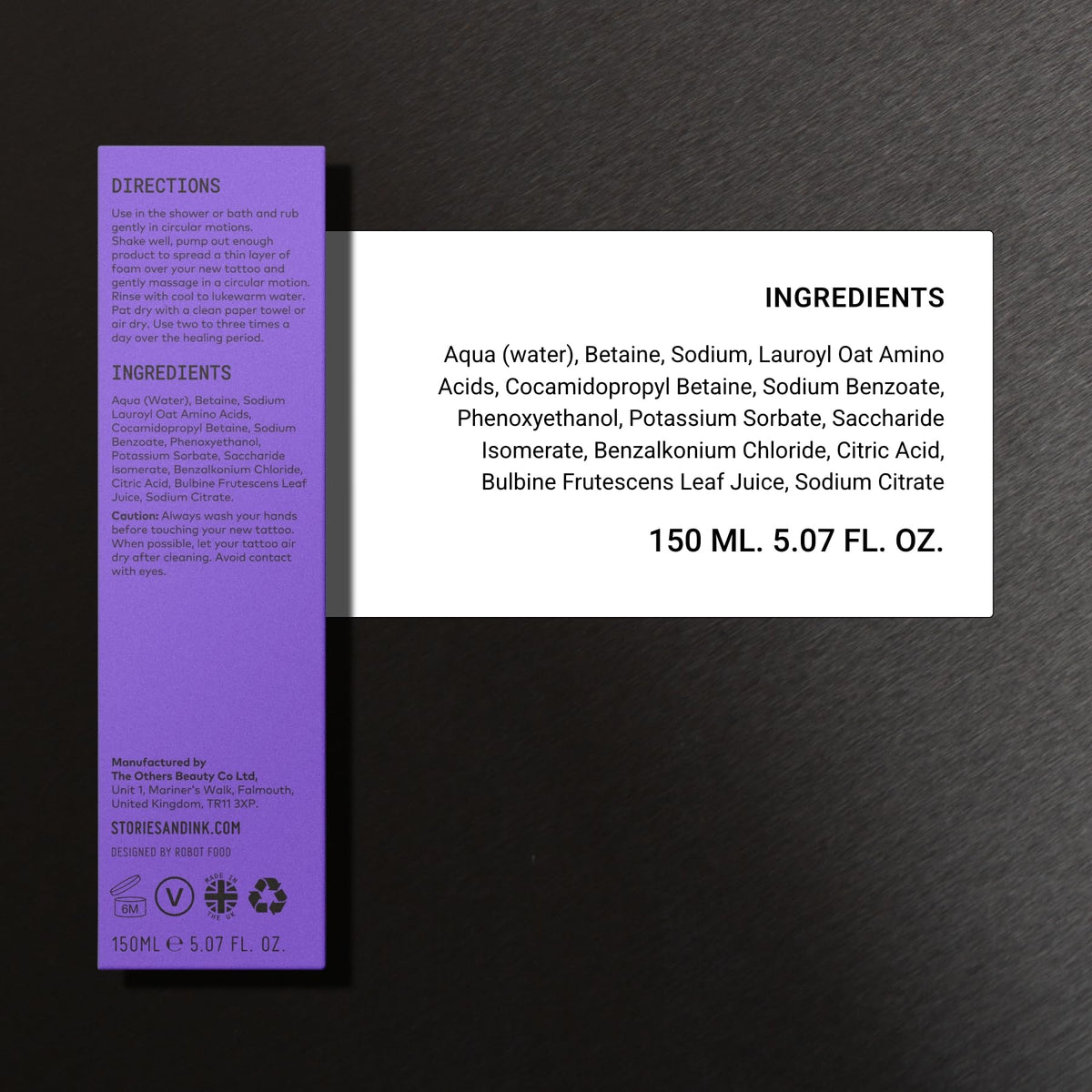 Tattoo artist studio with Stories & Ink cleanser used in aftercare routine