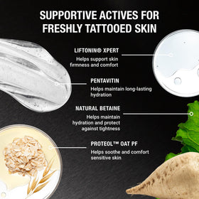 Hand applying Stories & Ink foam cleanser for daily tattoo care routine