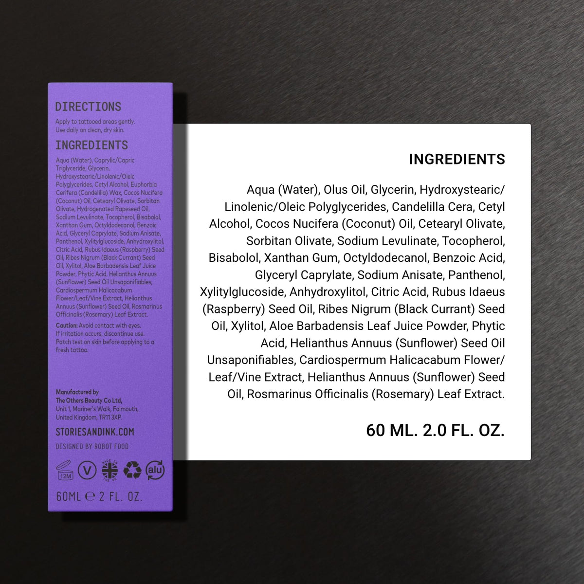 Stories & Ink packaging close-up highlighting fragrance-free formula