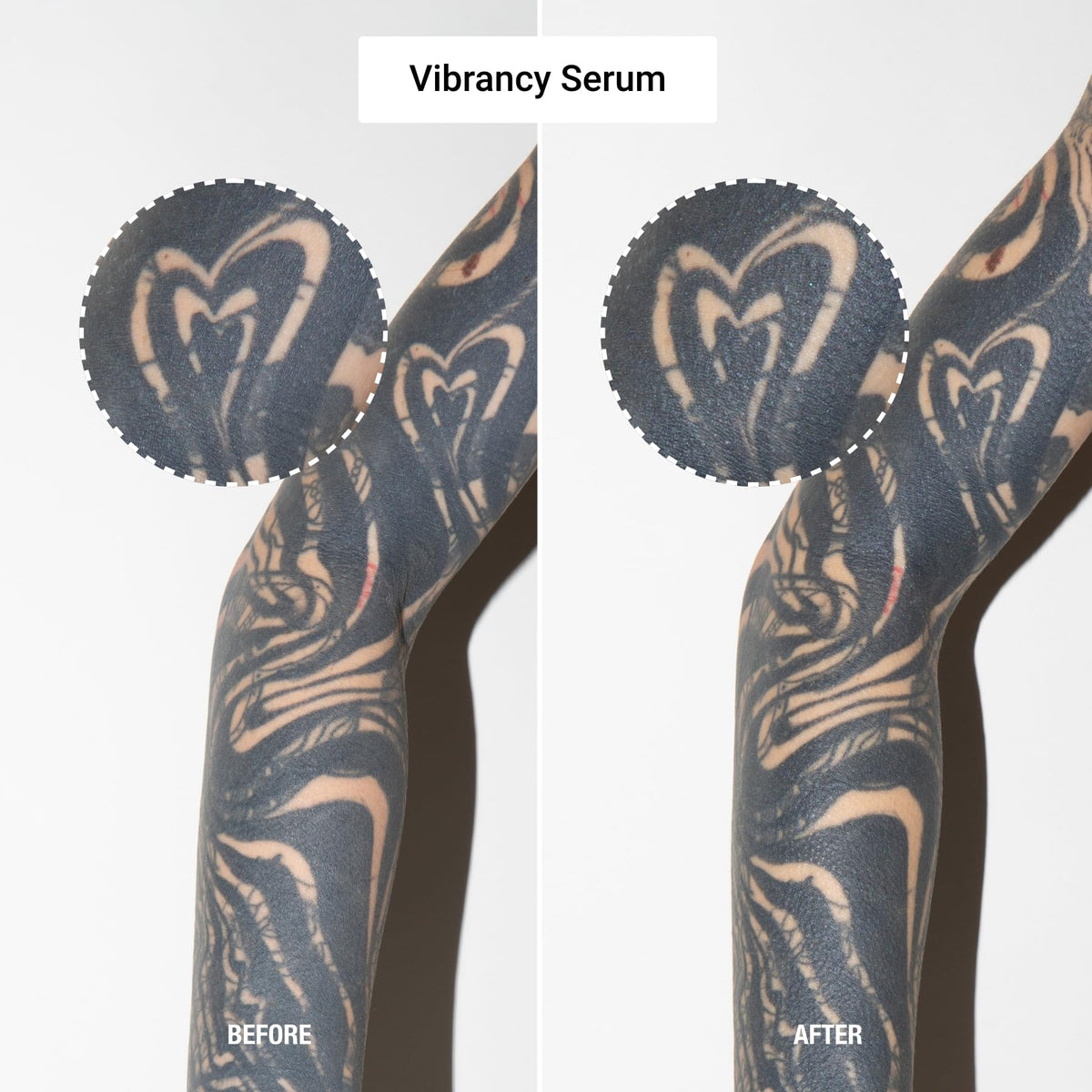 Applying Stories & Ink Vibrancy Serum to a healed tattoo for enhanced vibrancy