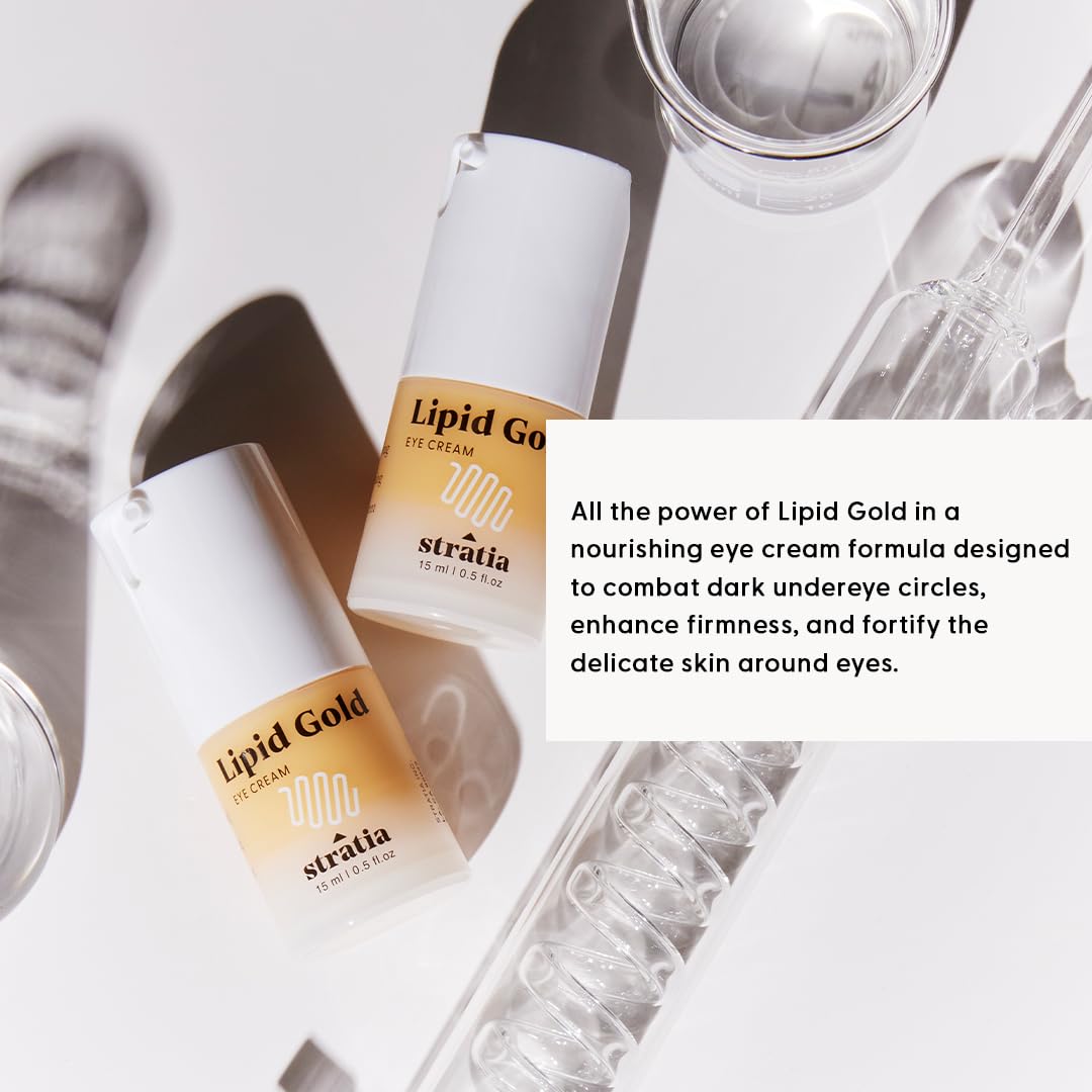 Under-eye area after applying Stratia Lipid Gold Eye Cream for gentle revitalization.